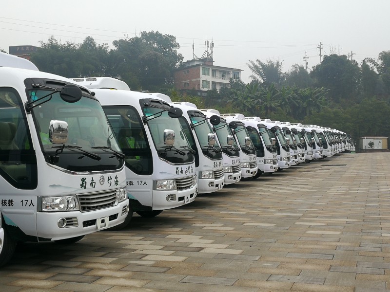 乘金旅考斯特純電觀光車 游蜀南竹?！芭P虎藏龍”之地